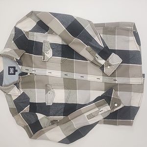 Animal Long Sleeve Neutral Plaid Flannel Shirt.